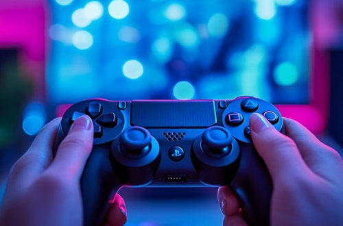 closeup of video game controller